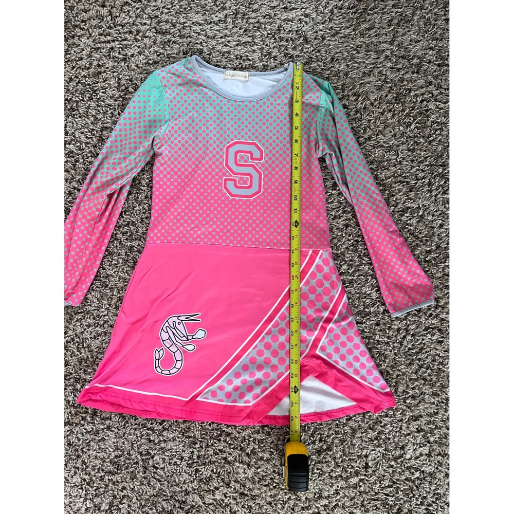 Disney Zombies Seabrook High Cheer Costume Dress Pink Teal Mighty Shrimp Kids - Picture 4 of 5